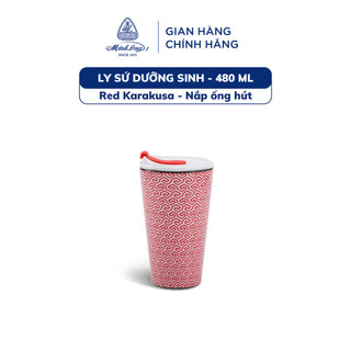 Ly Sứ Dưỡng Sinh Minh Long 0.48 L - Nắp Ống Hút ( K1 ) - Red Karakusa