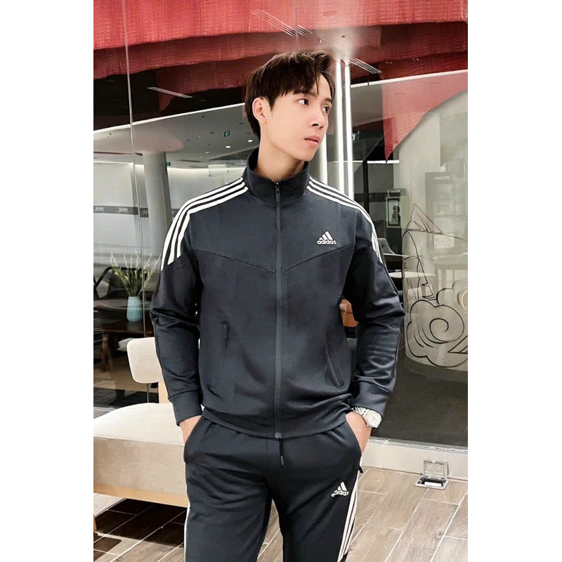 Bộ Thể Thao Nam Kéo Khoá Chất Nỉ Dày 3 Sọc Trẻ Trung Năng Động Thời Trang Cao Cấp