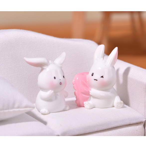 Mô hình thỏ ngốc trang trí tiểu cảnh terrarium, decor bàn học, bàn làm việc