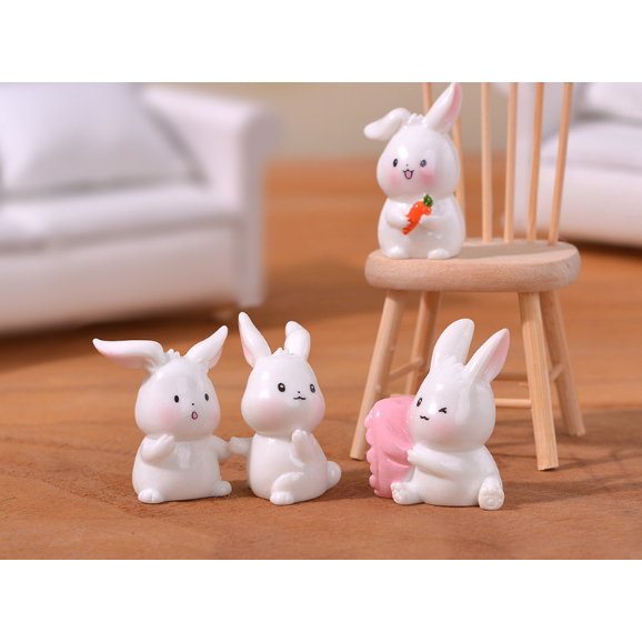 Mô hình thỏ ngốc trang trí tiểu cảnh terrarium, decor bàn học, bàn làm việc