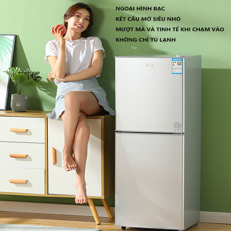 Tủ lạnh mini, tủ lạnh 2 cánh làm ngăn đá và ngăn làm mát tách biệt, để đồ ăn, đồ trang điểm tiện lợi Bảo hành 12 tháng