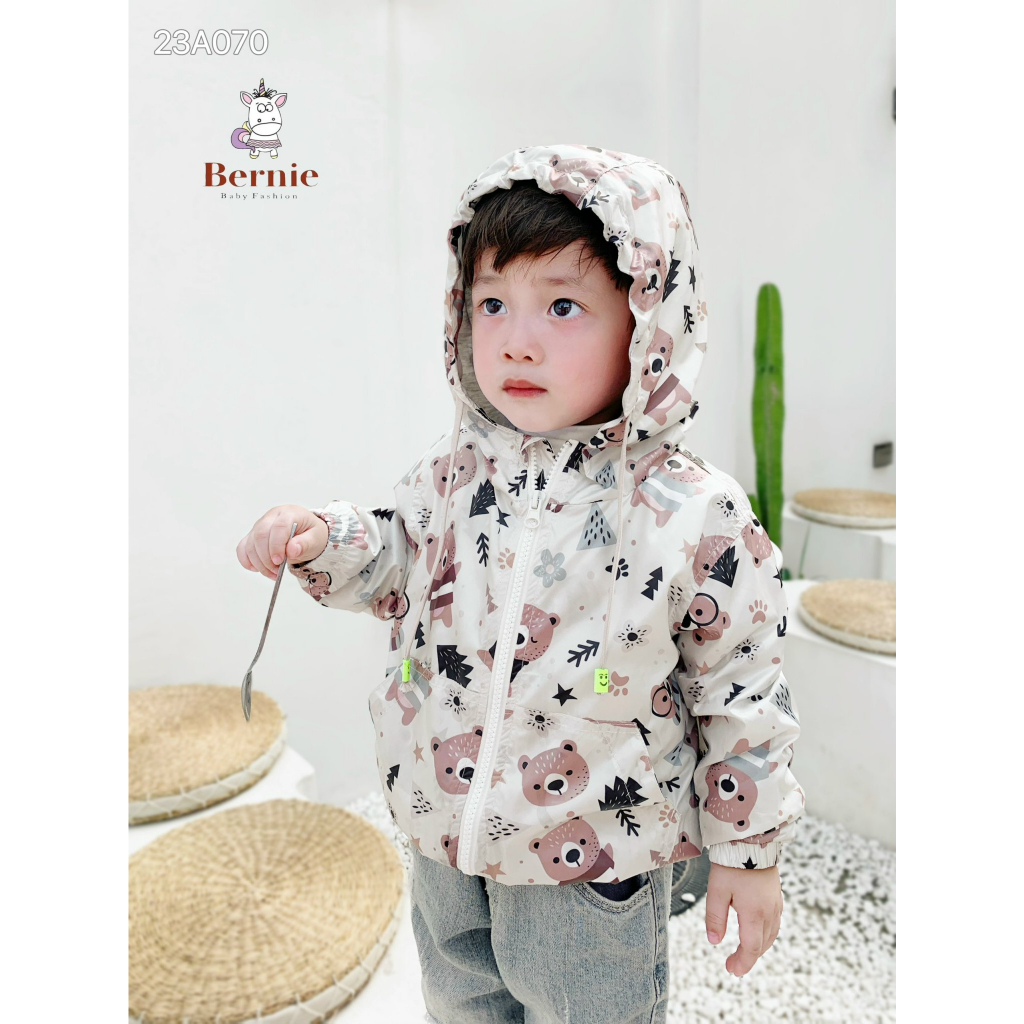 Áo gió bé trai bé gái Bernie - Áo khoác bé trai bé gái hoạ tiết cho bé từ 8-23kg- 23A070
