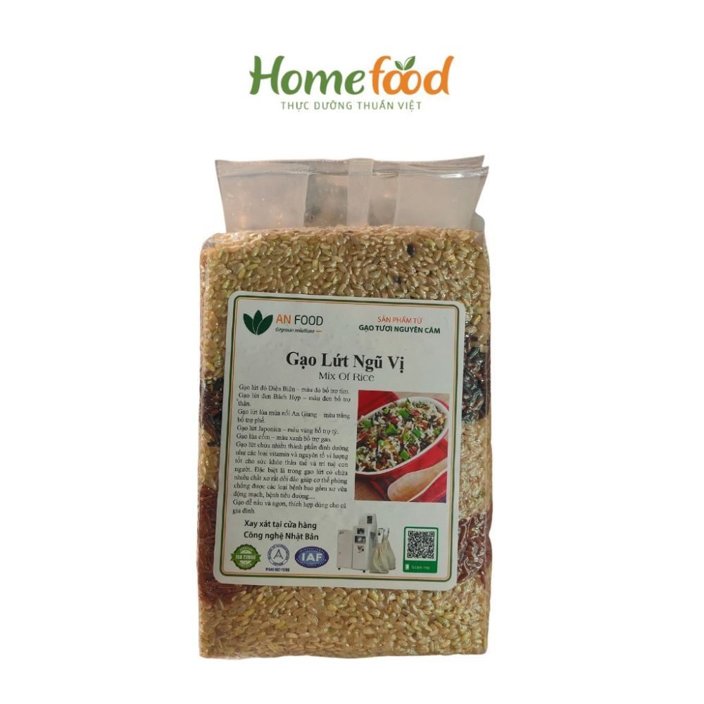 Gạo lứt ngũ sắc, gạo lứt ngũ vị Homefood túi 1.5kg