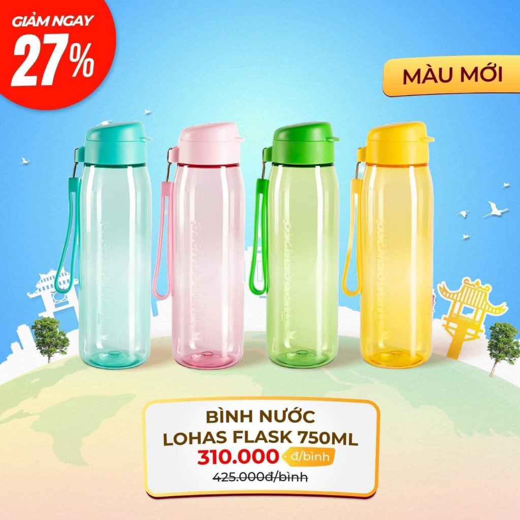 Bình nước Tupperware 750ml Lohas Flask