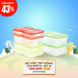 Bộ hộp trữ đông Colorful set 8 hộp tupperware
