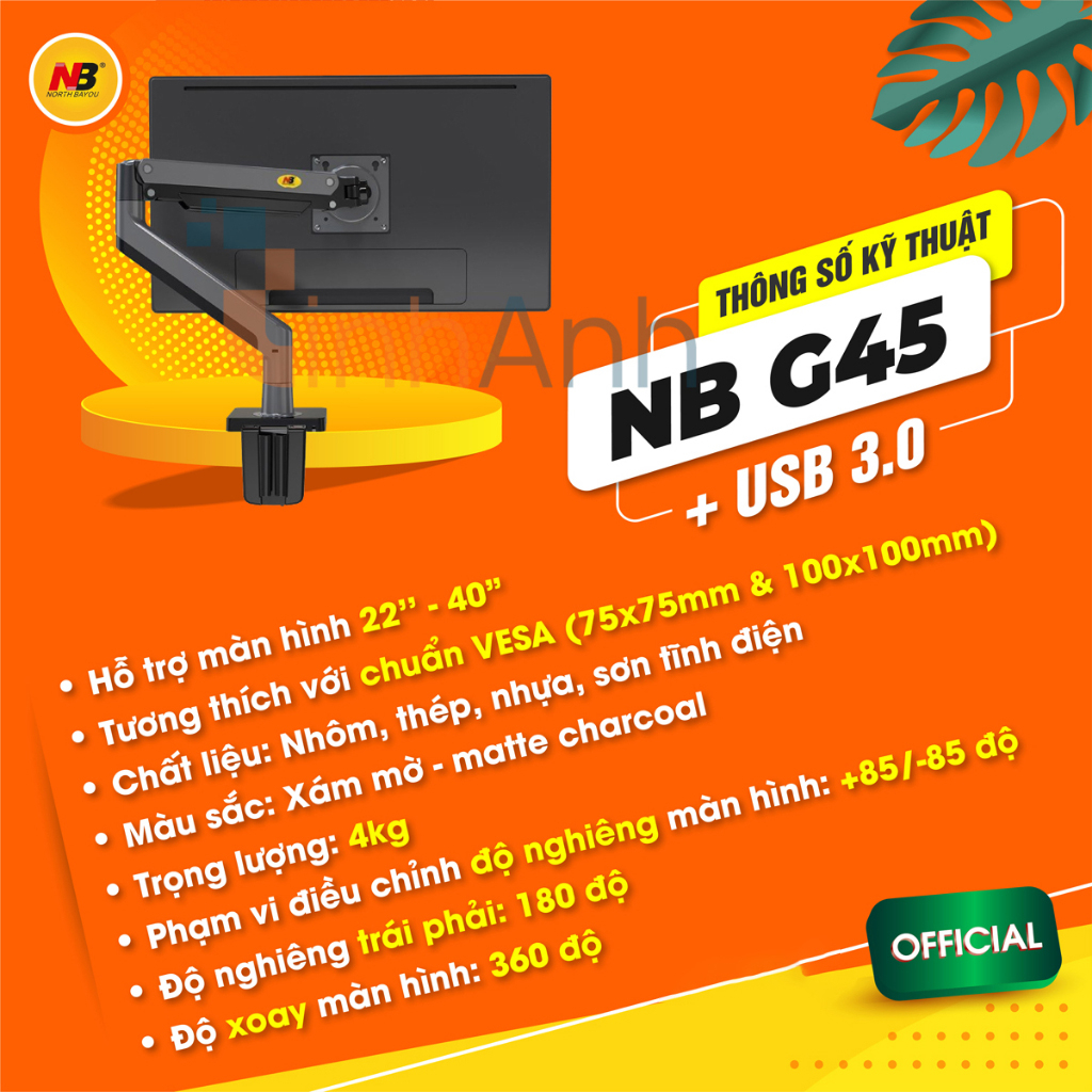 Giá treo màn hình LCD Arm màn hình đa năng North Bayou NB cho màn "22-40 inch"