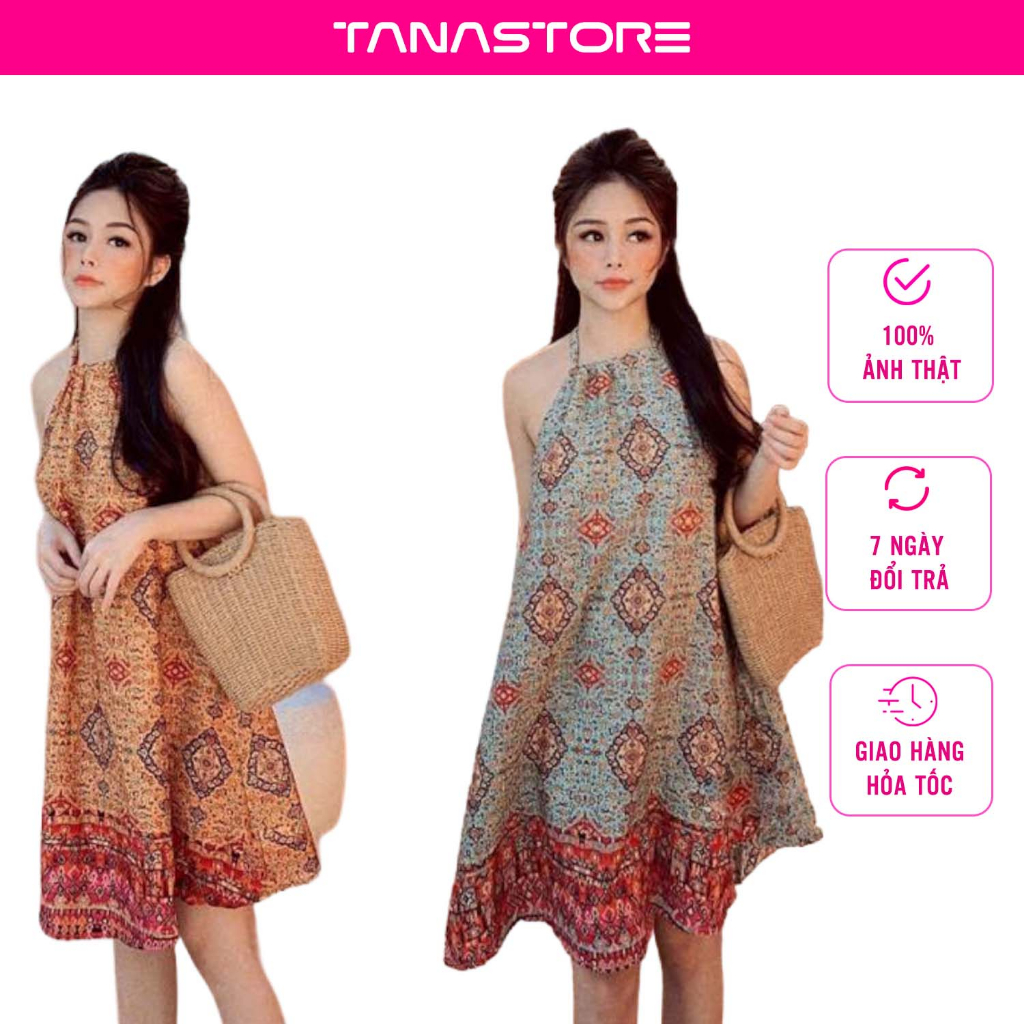 Đầm yếm thổ cẩm hở lưng (2 màu)