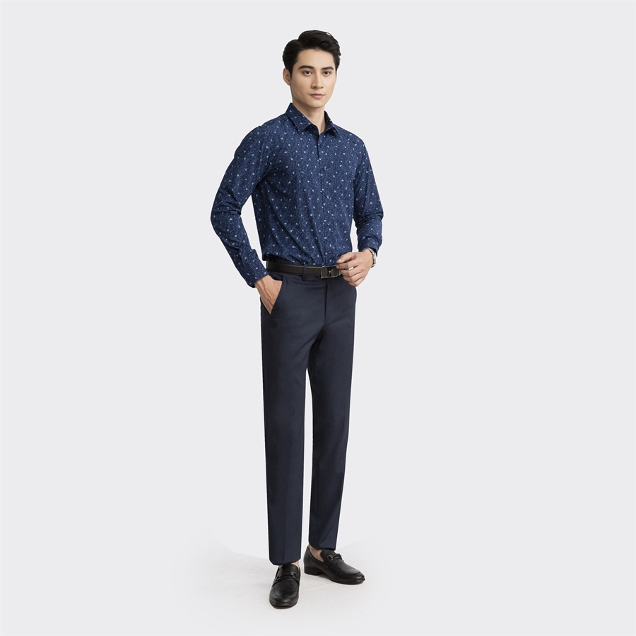 Áo sơ mi nam dài tay ARISTINO phom regular fit, màu xanh tím than lịch lãm và ấn tượng  - ALS08203