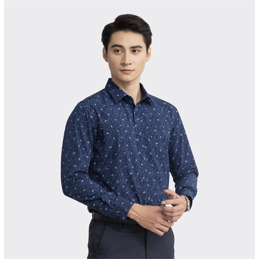 Áo sơ mi nam dài tay ARISTINO phom regular fit, màu xanh tím than lịch lãm và ấn tượng  - ALS08203