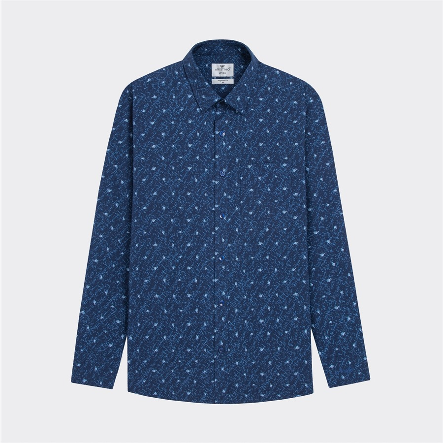 Áo sơ mi nam dài tay ARISTINO phom regular fit, màu xanh tím than lịch lãm và ấn tượng  - ALS08203