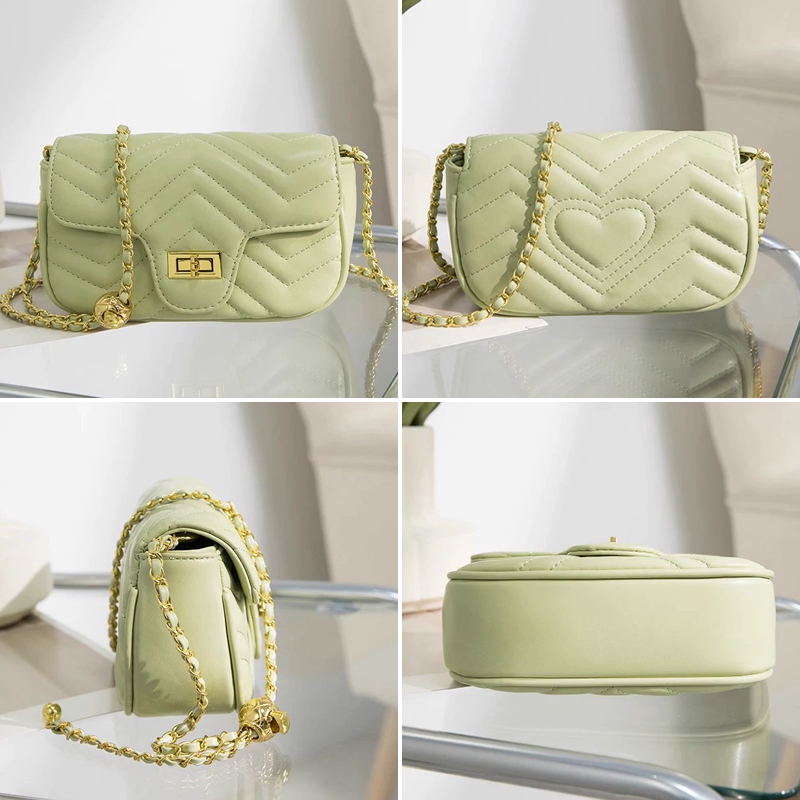 Túi Đeo Chéo Nữ, Túi Đeo Vai Da PU Thêu Trần Trám Dây Da Phối Xích Khóa Chuông Cao Cấp - TD40