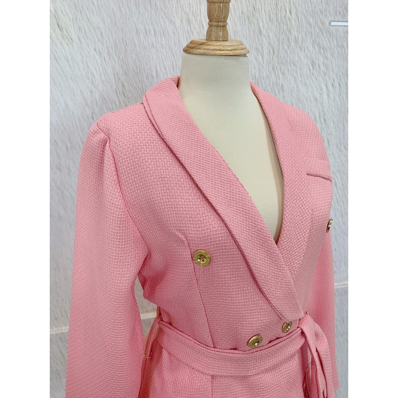 Áo vest vest nữ nâu ZR áo blaze thắt dây hồng XL big size trên 60kg áo khoác vest nữ kèm đai hồng