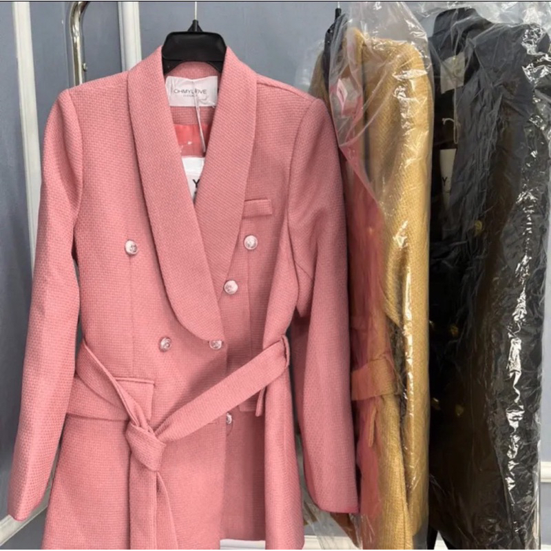 Áo vest vest nữ nâu ZR áo blaze thắt dây hồng XL big size trên 60kg áo khoác vest nữ kèm đai hồng