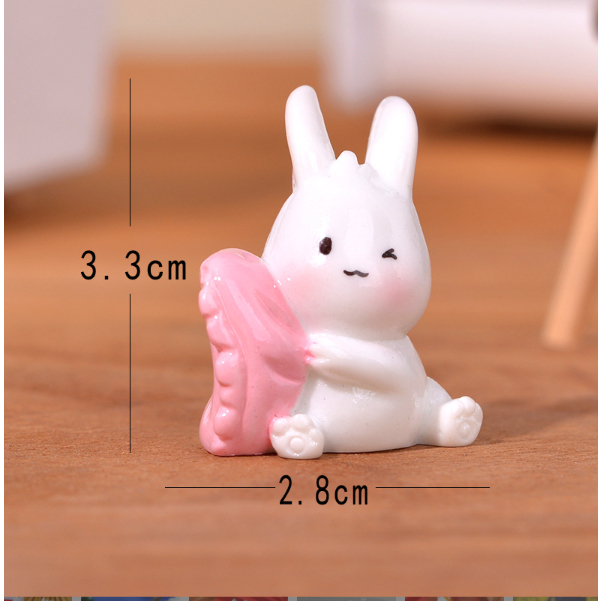 Mô hình thỏ ngốc trang trí tiểu cảnh terrarium, decor bàn học, bàn làm việc