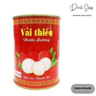 Vải ngâm thanh hà - lon 580gr, quả trắng - date 2026