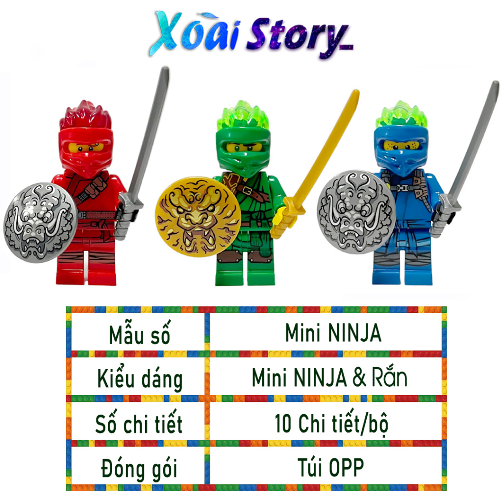 Đồ chơi lắp ráp nhân vật ninja và rắn 8 phân loại nhân vật