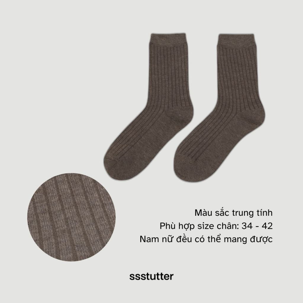 Tất cổ cao unisex SSSTUTTER vớ nam nữ cotton chống trượt hôi chân thoáng khí ORGANIC SOCKS 1 đôi