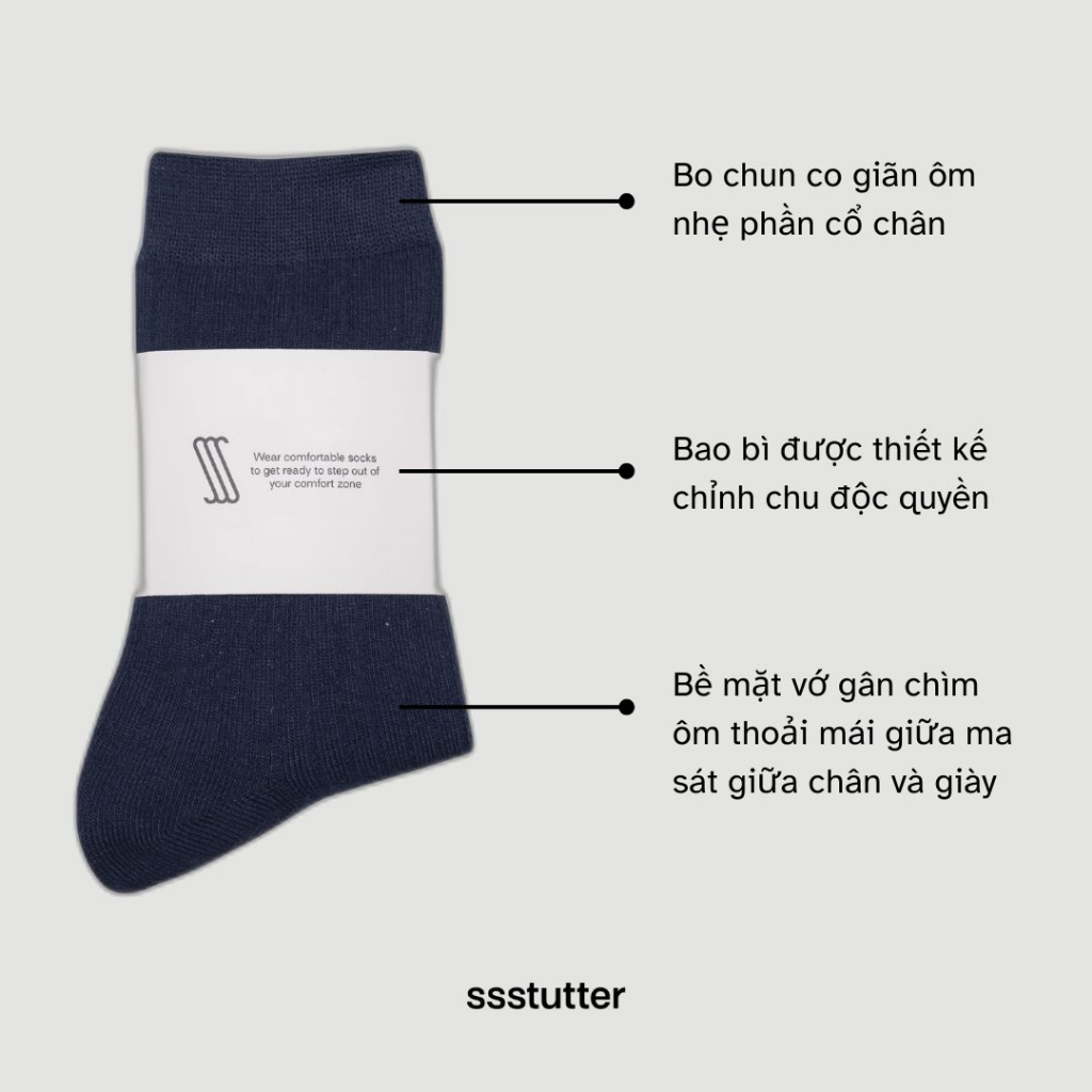 Tất cổ cao unisex SSSTUTTER vớ nam nữ cotton chống trượt hôi chân thoáng khí ORGANIC SOCKS 1 đôi