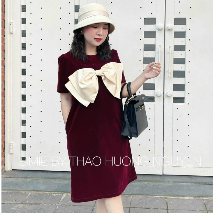 (MỚI) Váy bầu nhung mặc đi chơi, đầm đầm bầu thiết kế dáng sành điệu đẹp