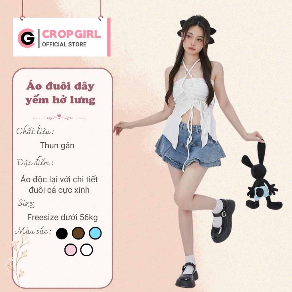Áo cúp ngực dây chéo rút dây trước ngực dáng áo croptop kiểu đuôi cá cực xinh chất vải dày dặn 2D18 | BigBuy360 - bigbuy360.vn