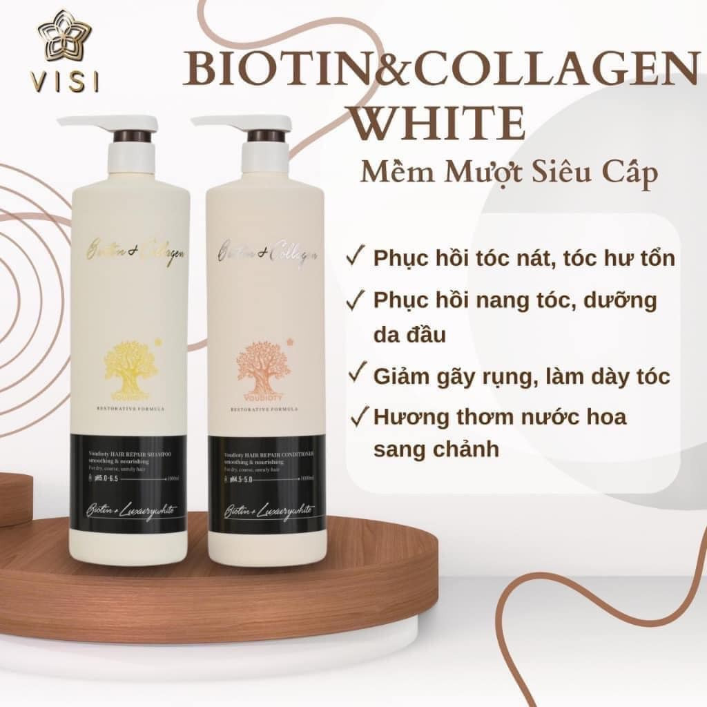 Dầu gội xả siêu mượt Biotin Collagen Luxury Brown nâu/ White trắng 1000ML