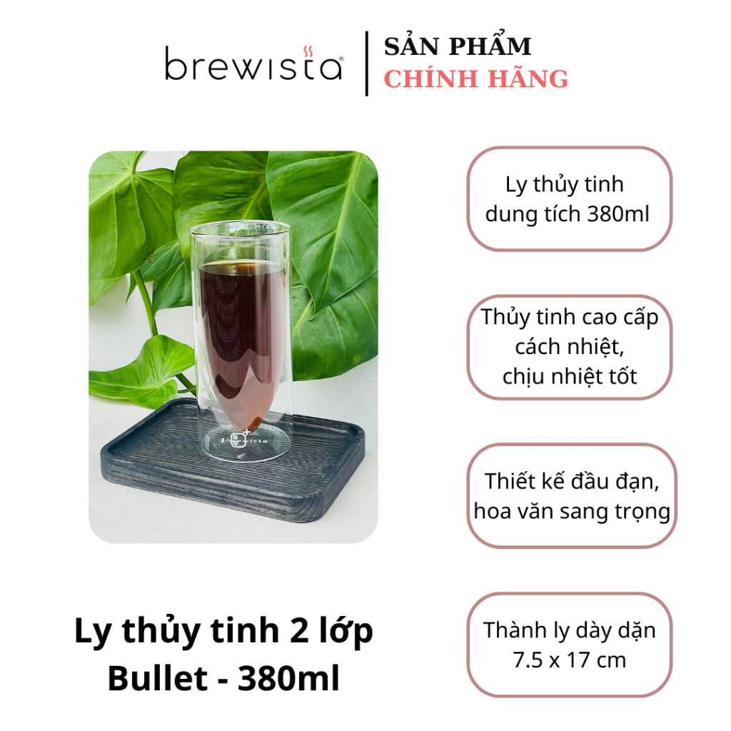 Ly cà Phê thủy tinh 2 lớp Brewista - 380ml