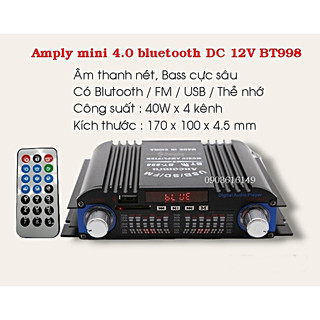 Amply ampli mini 4 kênh bluetooth dc12v bt-998