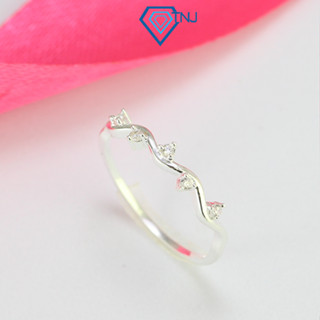 Nhẫn bạc nữ TNJ sóng đính đá trẻ trung xinh xắn, khắc tên miễn phí NN0401 - Trang Sức TNJ