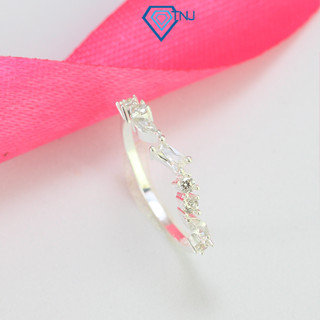 Nhẫn bạc nữ TNJ dải đá kết hợp hình chữ nhật xinh xắn, lấp lánh khắc tên miễn phí NN0402 - Trang Sức TNJ