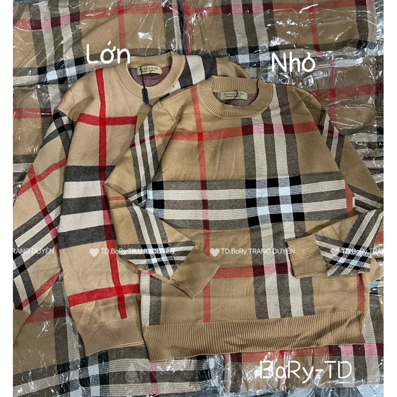 Áo len cổ tròn BBR kẻ caro hàng qc
