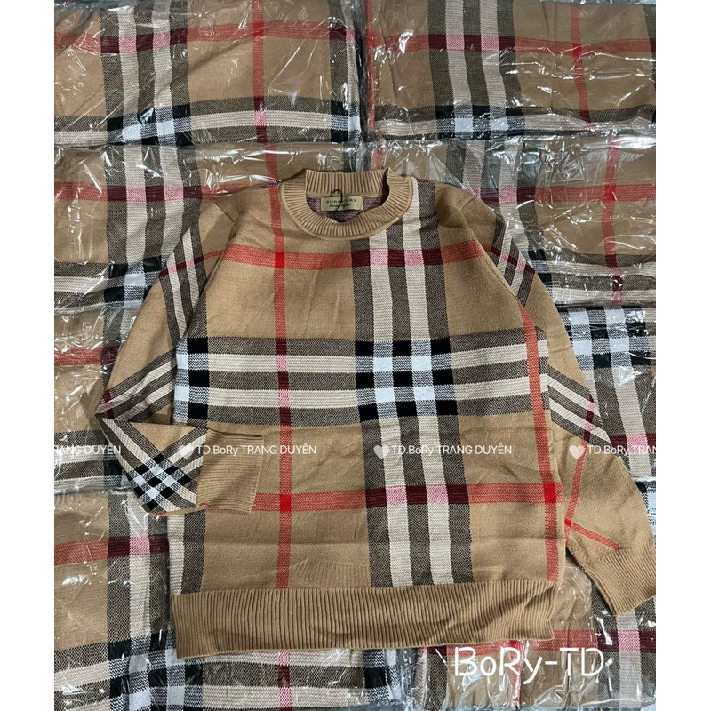 Áo len cổ tròn BBR kẻ caro hàng qc