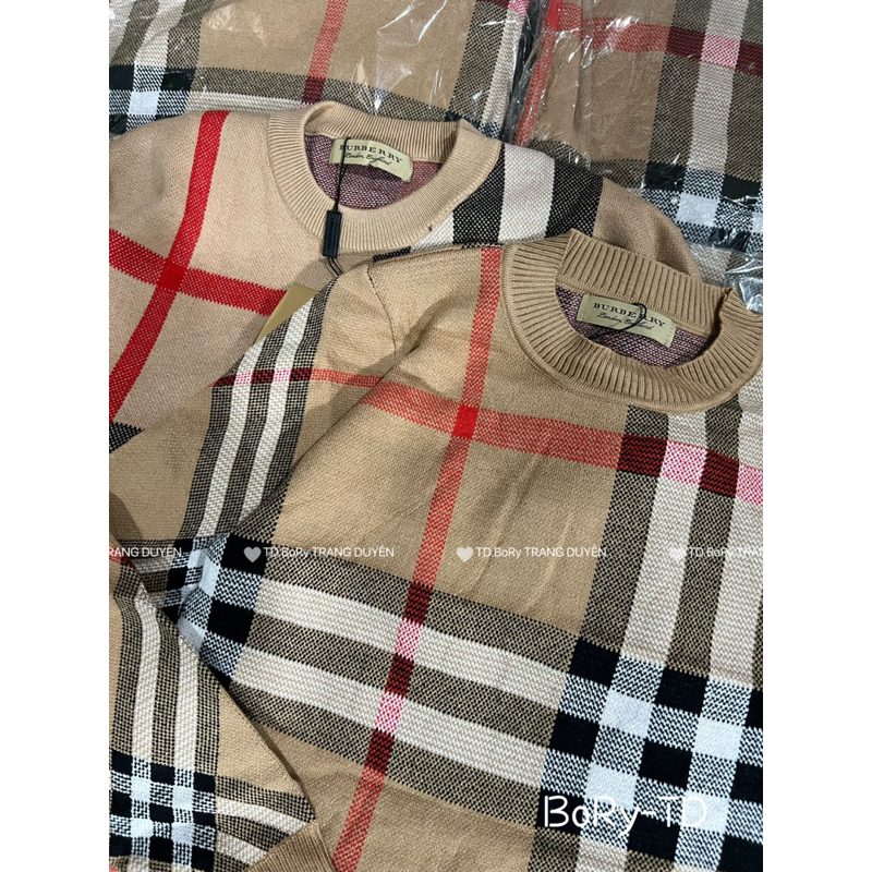 Áo len cổ tròn BBR kẻ caro hàng qc
