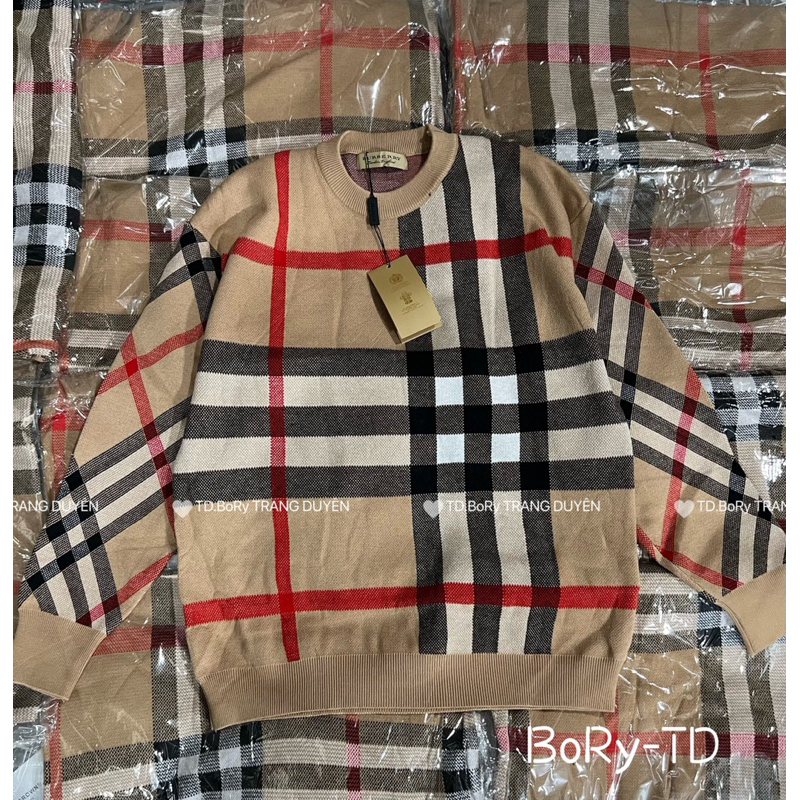 Áo len cổ tròn BBR kẻ caro hàng qc