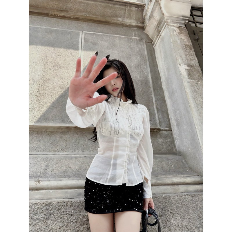 LadyQueen- Áo sơ mi trắng kiểu nữ-Taylor shirt