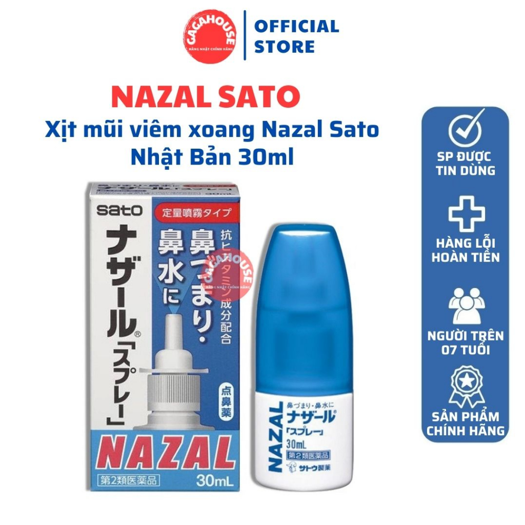 Xịt mũi viêm xoang Nazal Sato Nhật Bản - Chai 30ml