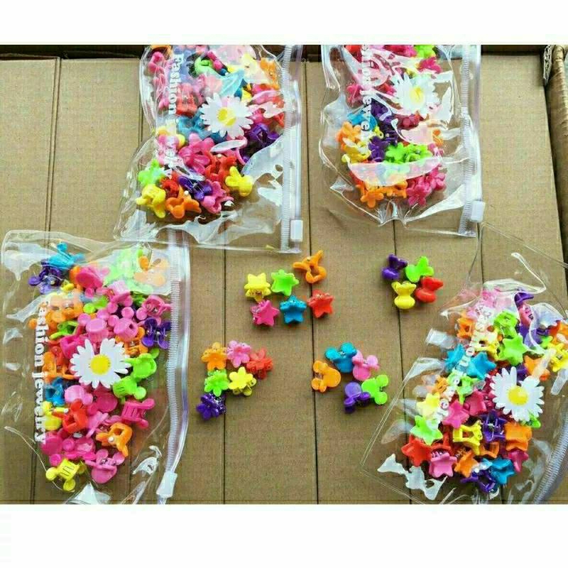 🤗 HCM 🤗 Sét 50 Kẹp Tóc Càng Cua Mini Dễ Thương Cho Bé Nhiều Màu Sắc Kèm Túi Zip