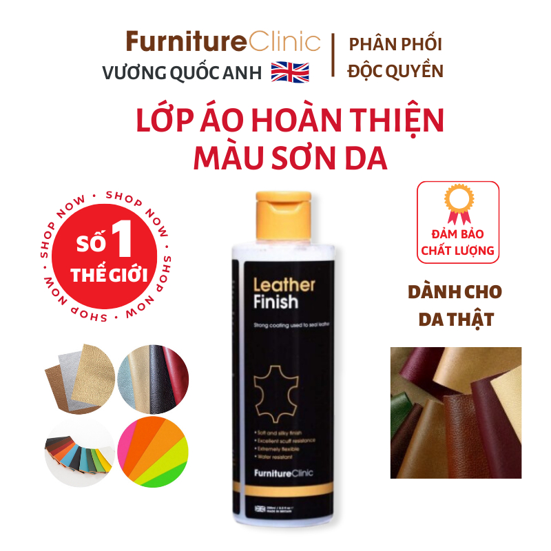 Chốt màu sơn da Leather Finish của Hãng Furniture Clinic Vương Quốc Anh giúp hoàn thiện màu sơn với 02 dạng bóng và mờ