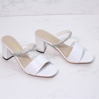 GUỐC nữ cao gót vuông 7p quai bản xếp góc XOÀN ngang - G70