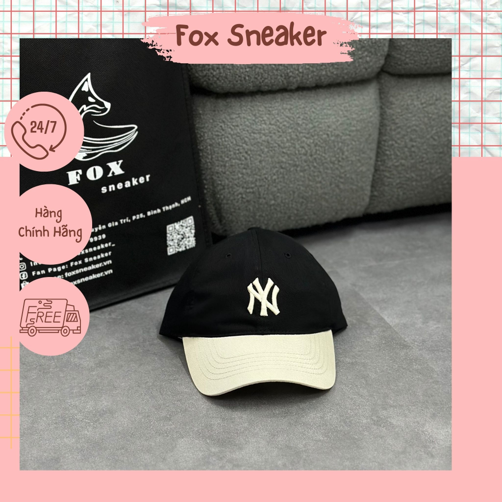 Mũ Nón MLB Ny Đen Kem Hàng Chính Hãng 3ACP3303N-50BKS | Fox Sneaker