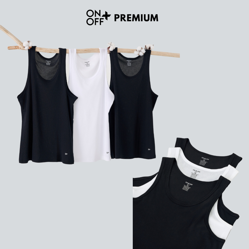 Áo ba lỗ nam cotton coolpass dệt ô vuông thoáng khí ONOFF - 18IA22A022