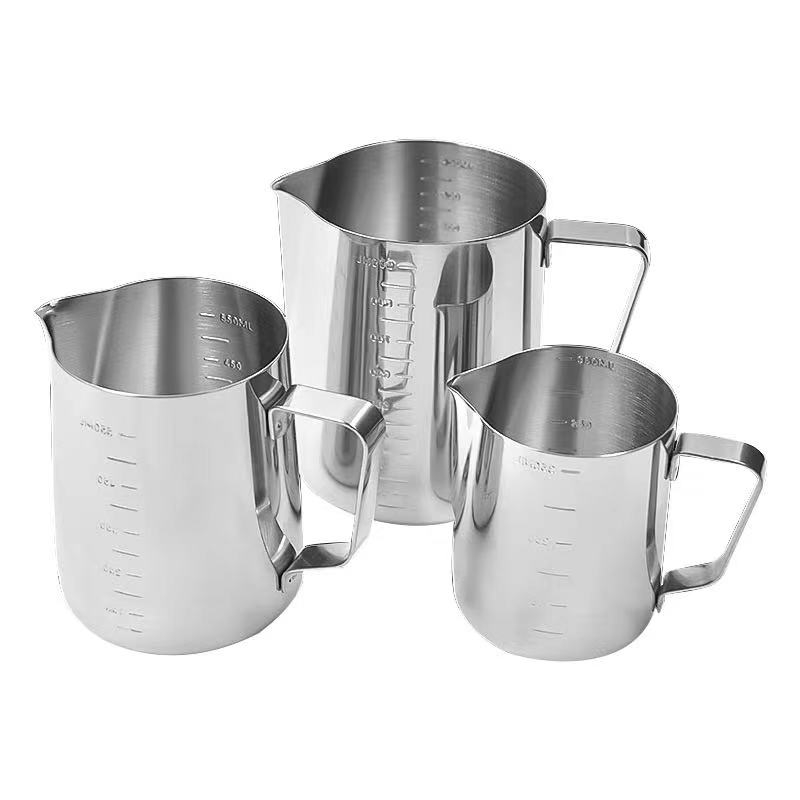 Cấp thực phẩm❤️Ca đánh sữa inox có vạch chia 350ml - 550ml - 900ml Chuẩn inox