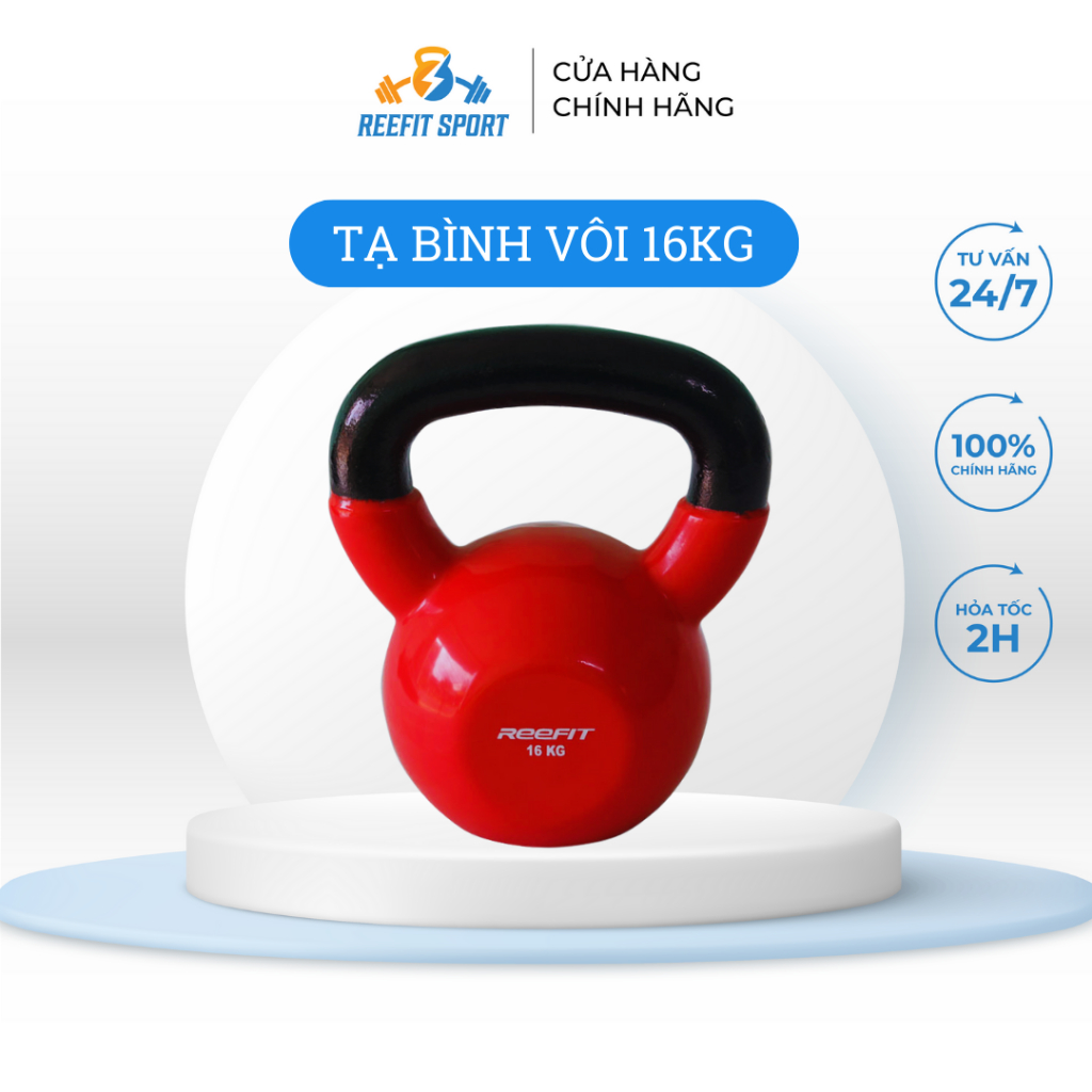 Tạ bình vôi Reefit Sport 16kg bằng gang bọc cao su