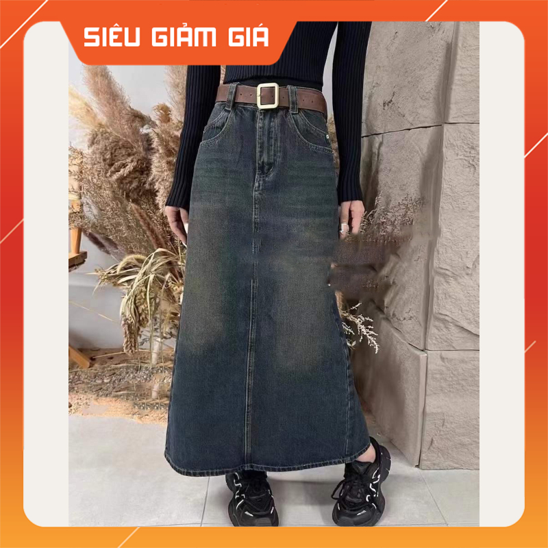 Chân Váy Jean Dáng Dài Xẻ Tà Sau Hàng Quảng Châu  M553 - Teen888