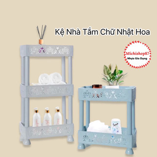 Kệ chữ nhật hoa 2 tầng, 3 tầng  Việt Nhật đa năng, kệ phòng tắm, nhà bếp đựng gia vị - MS5526