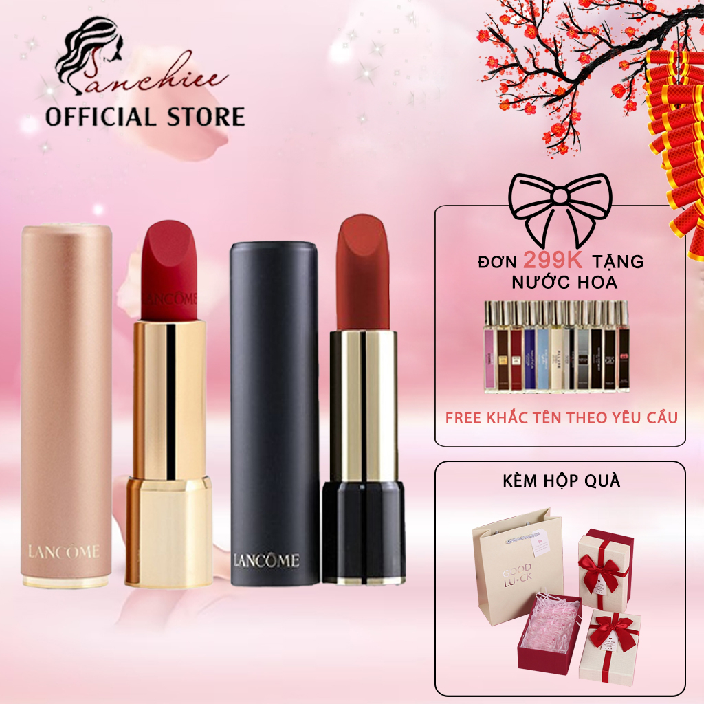 Son Lancome L'Absolu Rouge Intimatte, Son Kem Lancôme L’absolu Rouge Intimatte Liquid Lip, chất son siêu đẹp.