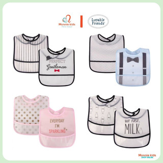 Set 2 yếm máng nhựa cho bé Luvable Friends, yếm ăn dặm chống thấm cho trẻ - Monnie Kids