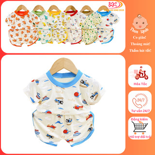 MK412 (6-16KG dưới 3 tuổi) Bộ áo cộc tay quần cộc vát in họa tiết chất thun lạnh mỏng mềm, mát cho bé