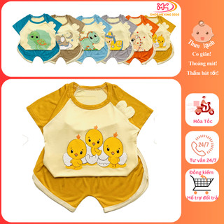 MK413 (6-16KG dưới 3 tuổi) Bộ áo cộc tay quần cộc vát in hình phối tai chất thun lạnh mỏng mềm, mát cho bé