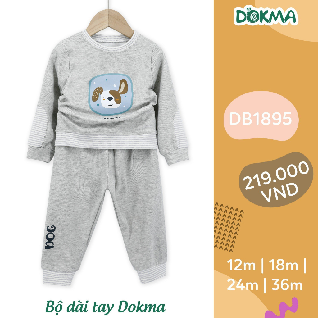 Bộ dài tay bé trai Dokma vải nỉ bông dày ấm DB1895