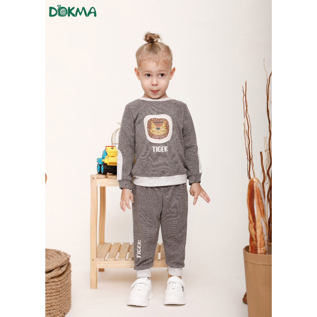 Bộ dài tay bé trai Dokma vải nỉ bông dày ấm DB1895